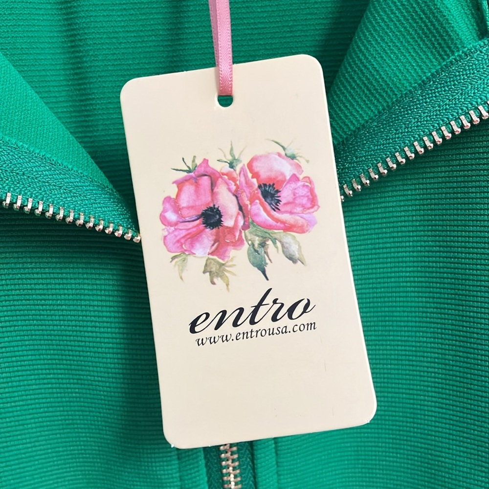 New with tags!! Entro Vibrant Green Textured Top Large Zip Closure New with Tags - Picture 8 of 11